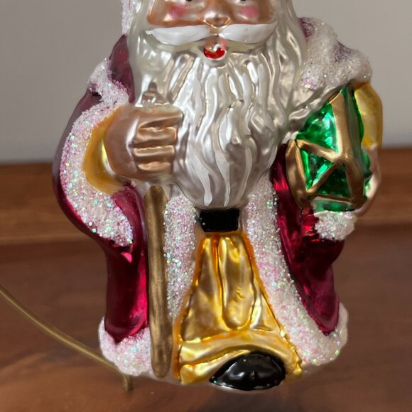 Old World Christmas Santa Claus w/ Green Drum Blown Glass Ornament Merck Vintage - Picture 7 of 10
